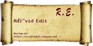 Rövid Edit névjegykártya